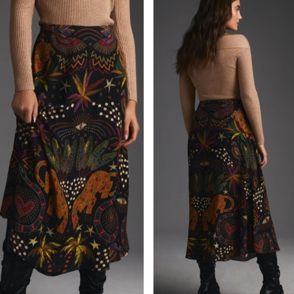 Anthropologie Dresses & Skirts - Nwt Farm Rio Satin Slip Midi Skirt